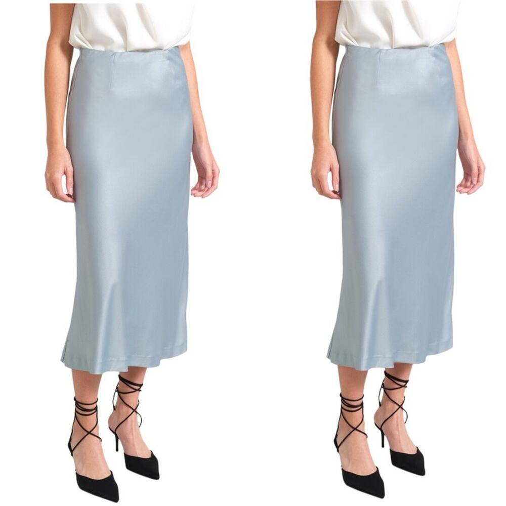 Modern Citizen Emi Light Blue Satin Skirt